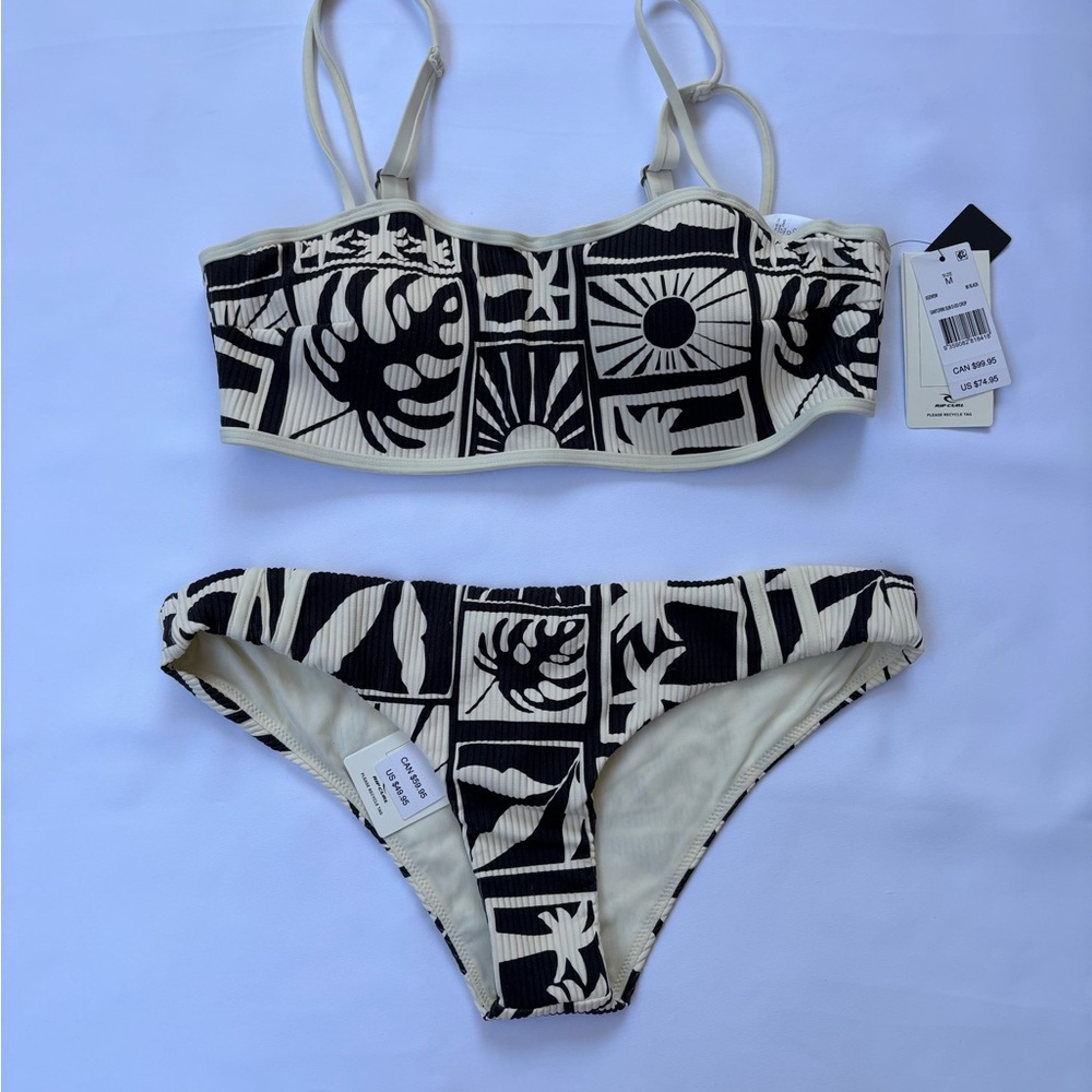 Rip Curl Black and Cream Bikini Set